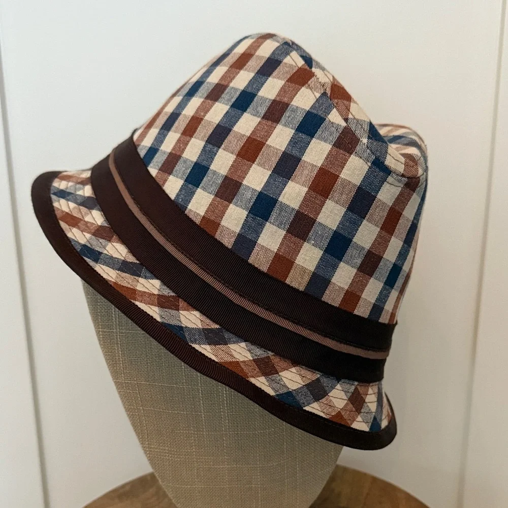 Grace Hats Plaid Bucket Hat with Brown Trim - Picture 2 of 9